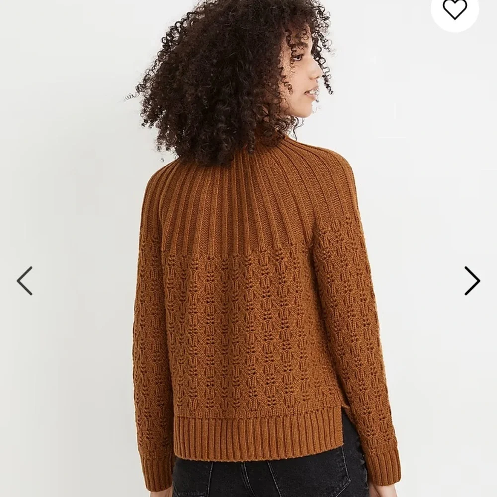 Madewell Pointelle Stitch-Mix Mockneck Sweater Woven Beautiful Interlock Sz S - Picture 4 of 9